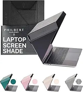 4-in-1 Laptop Sun Shade - Slim Hood Screen Shade, Privacy Screen, Heat Protection, & Contrast Enhancement - Universal, Foldable, & Lightweight - Fits 12"/13"/14" Laptops - Black
