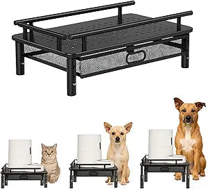 Raised Pet Feeder Stand for Cats & Dogs â€“ Adjustable Height Holder for Automatic Pet Feeders with Snack Storage Drawer, Promotes Neck Health, Compatible for Most Pet Feeders & Water Dispensers