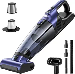 MAGIC JOHN Pet Hair Handheld Vacuum Cordless, 20000PA High Power Car Vacuum with Motorized Brush and LED Light, Rechargeable Hand Held Vacuum Cleaner with Reusable Filter for Car, Home, Office & Pet