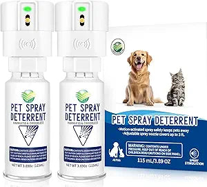 Cat Spray Deterrent System[2 Pack], Motion Activated Cat System, Pet Spray Deterrent Device Senses Cat & Dog, Odorless & Safety Indoor, Up to 3 Feet Away, Pet Deterrent Spray White