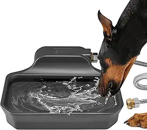 Automatic Dog Water Dispenser, 1 Gallon Auto-Fill Dog Water Bowl Dispenser for Indoor/Outdoor, Large Water Feeder for Pets & Livestock, Fits GHT 3/4" Faucet, BPA Free, Easy to Clean, Gray