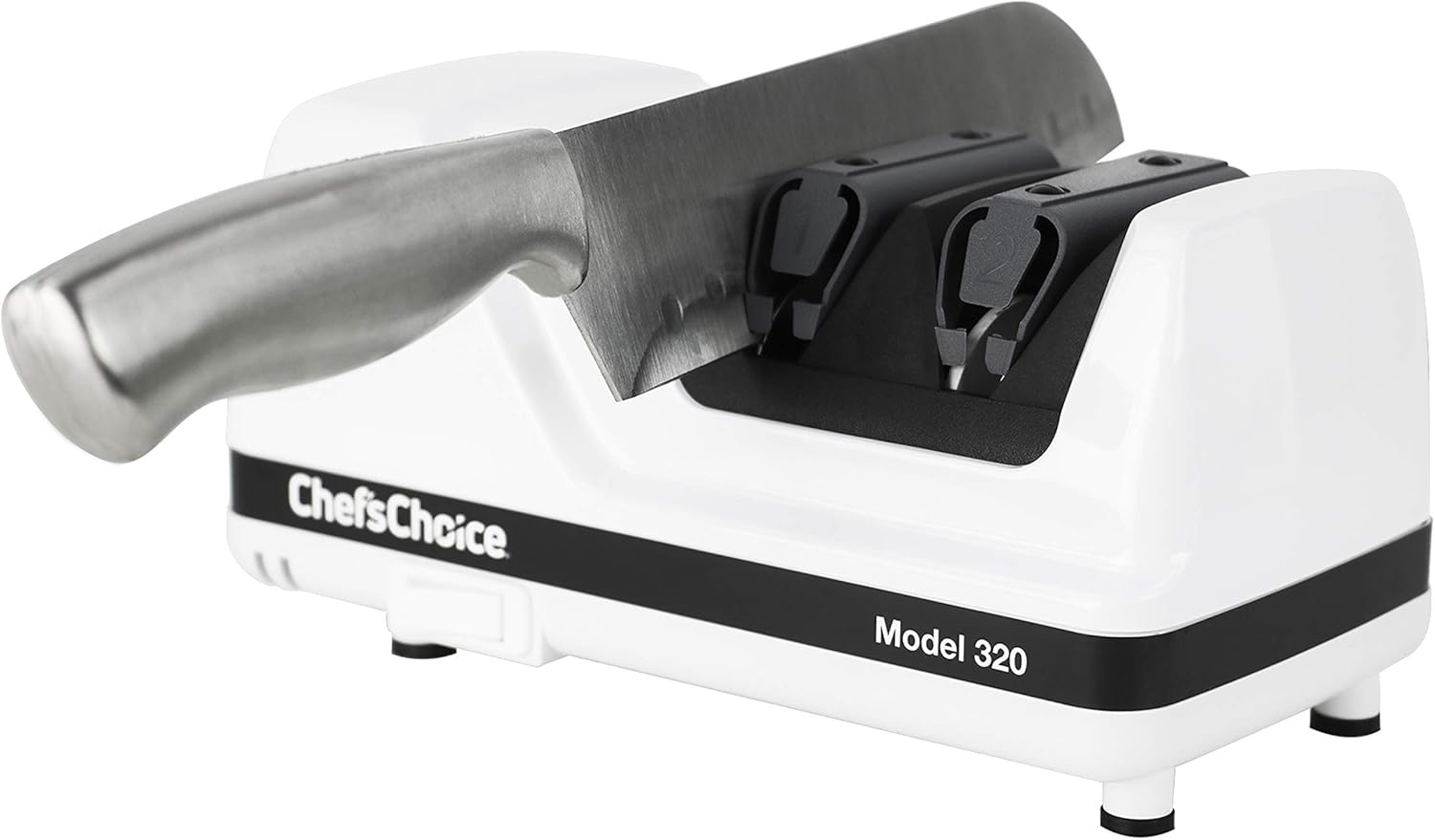 Chef'sChoice Professional Electric Knife Sharpeners FlexHone\/Strop With 100-Percent Diamond Abrasives And Precision Angle Guides For 20-Degree Straight-Edge and Serrated Knives, 2-Stage, White
