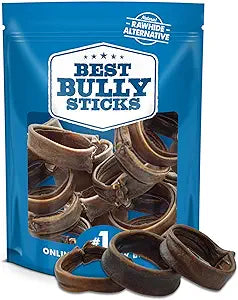 Best Bully Sticks Puppy Teething Rings - Single Ingredient Natural Collagen Puppy Chews for Teething - Bones for Small Dogs - Enrichment, Mental Stimulation, 20 Count