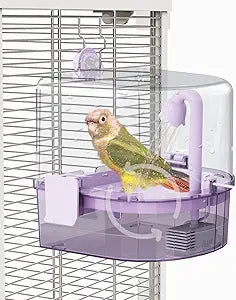 Automatic Bird Baths for Cage â€“ Indoor Parakeet Bath with Pump, Bird Shower with 2 Modes Running Water, Bird Cage Accessory for Pet Birds Conure Budgies Cockatiels Lovebird (Purple)