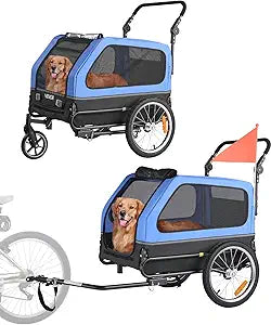 VEVOR Dog Bike Trailer, Supports up to 88 lbs, 2-in-1 Pet Stroller Cart Bicycle Carrier for Small & Large Dogs, Easy Folding Frame with Quick Release Wheel, Universal Bicycle Coupler, Internal Leash