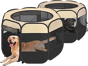 EighteenTekÂ® 2-in-1 Pop Up Cat Playpen XLarge, Dog Puppy Pet Playpen, Indoor Outdoor Cats Enclosed, Cat Tent House Crate Cage, Portable & Foldable Playpen for Kittens(No Divider, Unified Space)