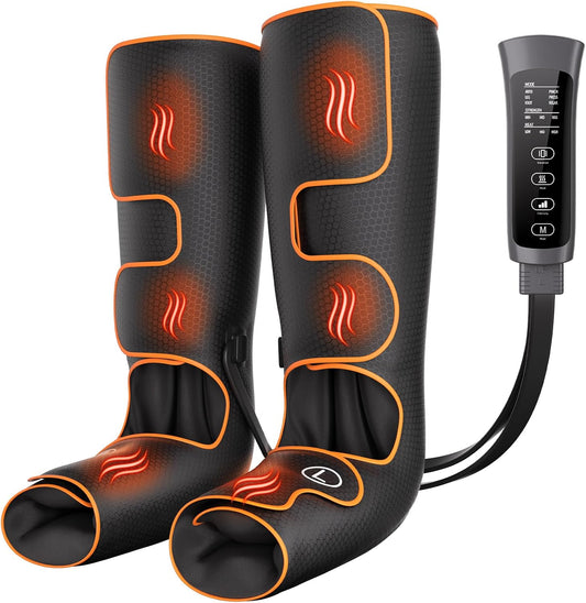 Banspol Leg Massager with Heat and Compression, Foot and Calf Massager for Circulation and Pain Relief, Compression Boots with Handheld Controller, 6 Modes 3 Intensities, Gift for Mom Dad