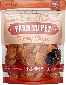 Farm To Pet Dog Training Treats, Healthy Turkey Dog Treats - 12 oz, Crunchy, Single Ingredient, All Natural Turkey Chips, Easy to Digest, Great for Dogs with Chicken Allergies, Made in USA