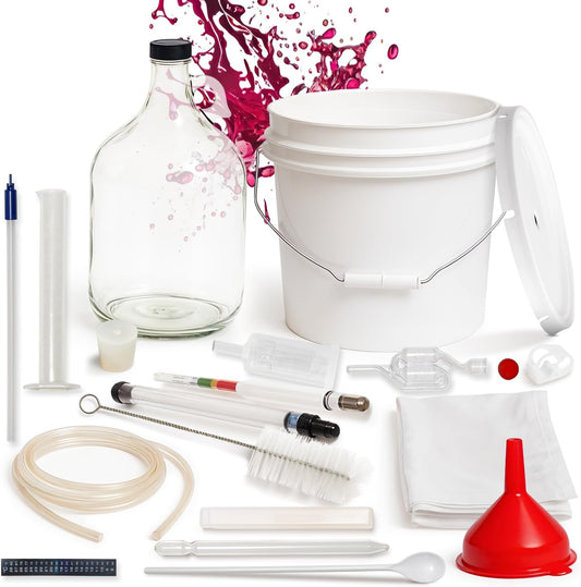 Wine Making Kit & Mead Making Kit | Complete Home Brewing Kit for Beginners & Experts - Includes Glass Carboy, Fermenter, Hydrometer, Siphon, Airlock & More | DIY Wine Brewing Equipment