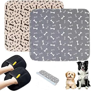 2PC Puppy Pads with Pheromones, Washable Puppy Pee Pads for Dogs Reusable Puppy Pads for Dogs and Cats - Leak & Odor Proof, Non-Slip Base Training Pads for Home & Travel(with Pet Hair Removal Gloves)