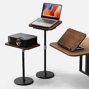 2 in 1 Dual-use Laptop Floor Stand & Laptop Stand for Desk, Small Adjustable Table with Height Adjustable from 16.5" to 51", Wooden Portable Tall Laptop Stand for Projector, Ipad, Tablet, Recipe