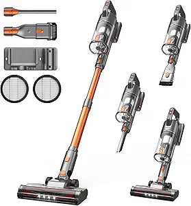 Cordless Vacuum Cleaner, 600W 50KPA 55Mins Vacuum Cleaners for Home, Stick Vacuum with LED Display, Anti-Tangle, Wall Mount, Lightweight, Rechargeable Wireless Vacumm for Pet Hair, Carpet and Floor