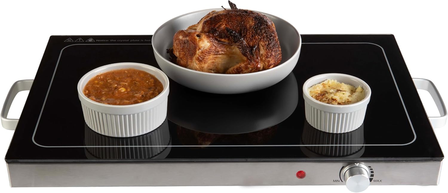 Electric Warming Tray - Food Warmer with 3 Temperature Settings, Stainless Steel Construction and Cool-Touch Handles - Food Warmers by Classic Cuisine