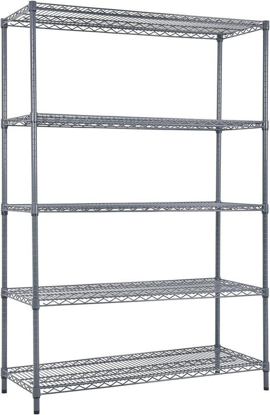 Land Guard 5 Tier Storage Racks and Shelving - 48" L x 20" W x 72" H Heavy Steel Material Pantry Shelves - Each Unit Loads 350 Pounds Wire Shelf, Suitable for Warehouses, Closets, Kitchens\u2026