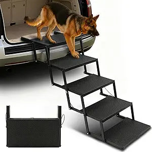 Dog Steps for Car,Truck,25.6" H Foldable Dog Stairs for Large Dogs,Lightweight Pet Stairs Supports Up to 350 lbs,5 Steps