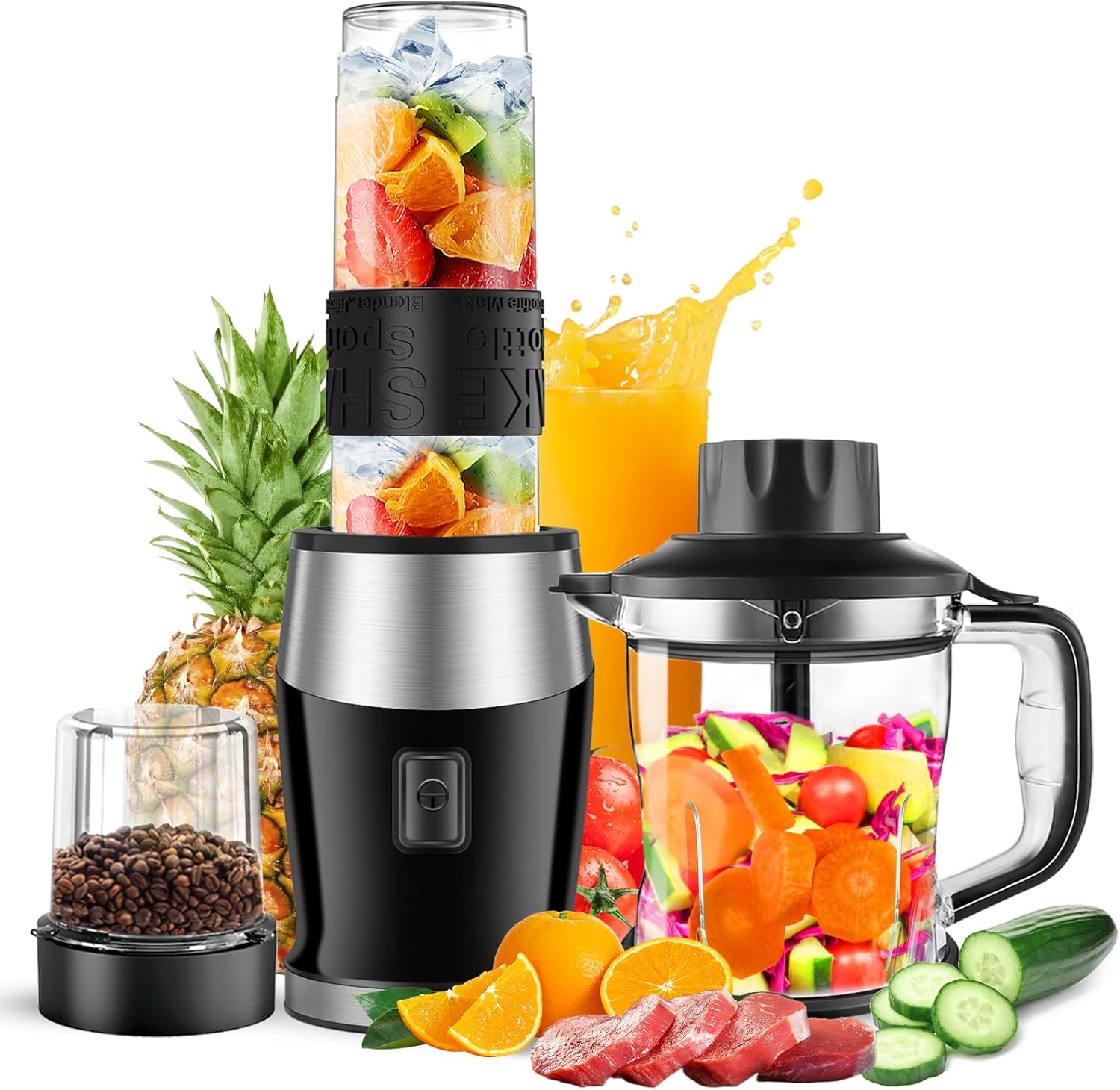 Goelunmy Blender and Food Processor Combo, Personal Blender for Shakes and Smoothies, Suitable for Kitchen, Home, 700W Electric Blender with Mixer Grinder\/Chopper