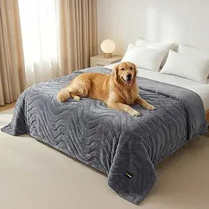 Waterproof Dog Blanket for Couch Bed â€“ Double-Sided Washable Cat Puppy Blanket, Pet Throw Soft, Warm, Durable, Protective Furniture Cover, Grey XL(80Ã—60)"