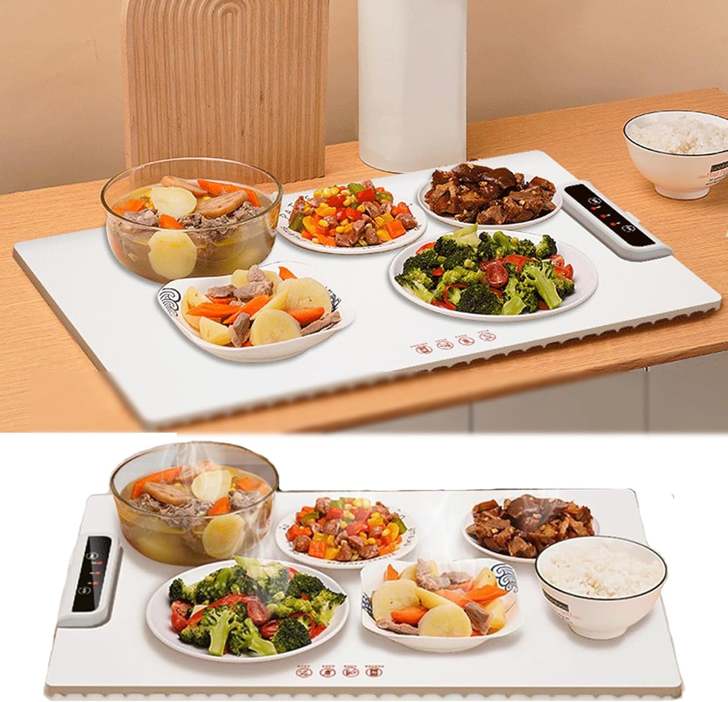 2024 New Portable Electric Warming Tray with Premium Silicone Nano-Material Electric Food Warming Tray with3 Temperature Settings for Restaurants, House Parties, Holidays