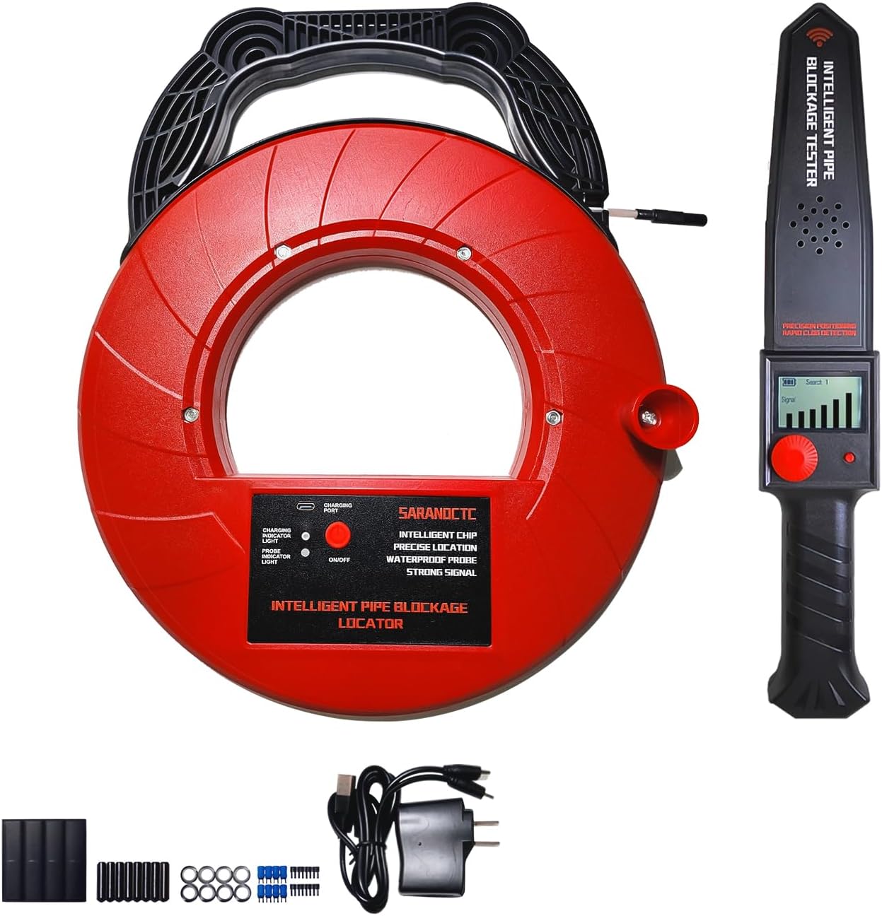 Pipe Locators, Water Pipe Blockage Detector for PVC\/Plastic\/Metal Underground Pipeline Blocking Clogging Finder Sewer Wall Scanner Plumbing Tools 40M (40)