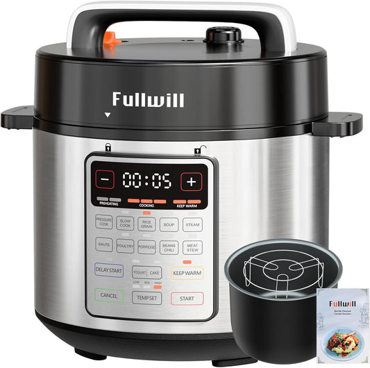 Fullwill 9-in-1 Electric Pressure Cooker(2025 Upgraded), 12 Presets Instant Multi Cooker, Olla de Presion Nonstick Pot 6 Quarts