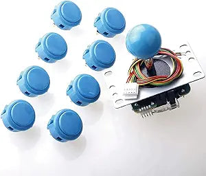 Sanwa JLF-TP-8YT Joystick + Sanwa 8 pcs OBSF-30 Push Button Bundle Kit Color : Light Blue - for Arcade Game 4 & 8 Way Adjustable, Video Game Joystick