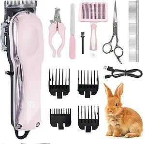 Rabbit Clippers for Grooming for Thick Heavy Coats,Quiet Cordless,Rechargeable,LED Display,High Power Professional Pet Hair Trimmer Shaver,Clippers Grooming Kit and Paw Trimmer for Bunny or Other Pets