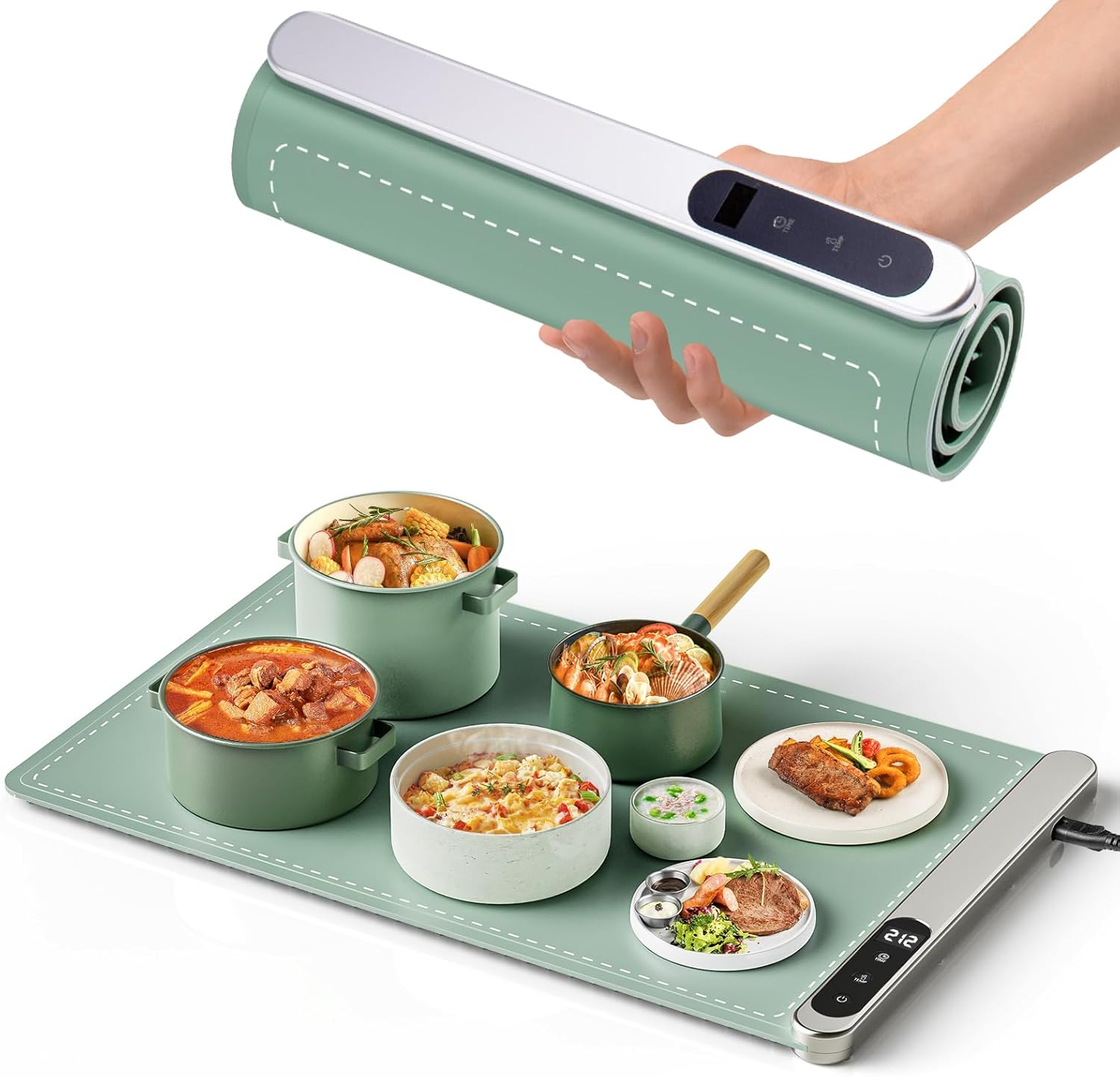 Food Warming Mat, Vyvox Upgrade Electric Warming Tray (3rd Generation, 6 Temperature Settings & Timer Function), Portable Food Warmer for Parties Buffet, Gatherings, Daily Use