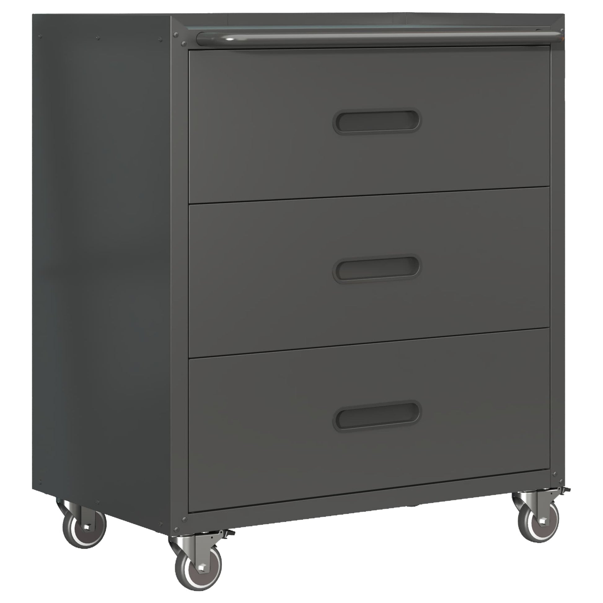 Tatayosi 3-Drawer Heavy-Duty Metal Storage Cabinet with Wheels Tool Cabinet for Garage Office Home Organizer Solutions Black Gray