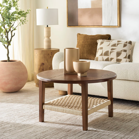 Safavieh Country Round Wood Nc Painting Ash 32-in W x 19-in H Coffee Table