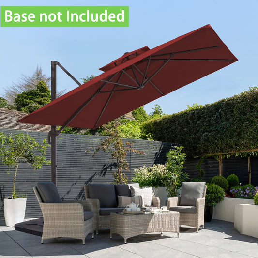 JEAREY 12-ft Aluminum Red Crank Cantilever Patio Umbrella