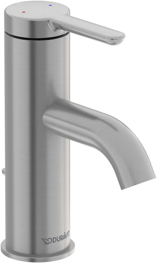 Duravit 1-Single Handle Single Hole Bathroom Faucet with Deck Plate Included and Drain Kit Included in Brushed Nickel