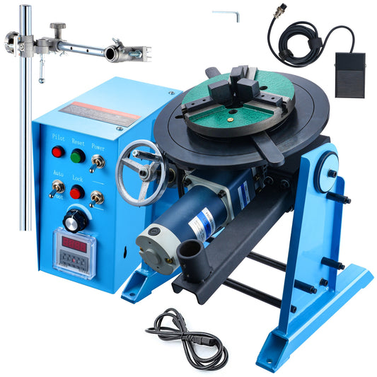 VEVOR Rotary Welding Positioner 50KG  0-90Â° Welding Positioning Turntable Table 0.5-6RPM 120W  with 12.4 Inch 3-Jaw Lathe Chuck and Welding Torch Stand Holder for Cutting  Grinding  Assembly  Testing