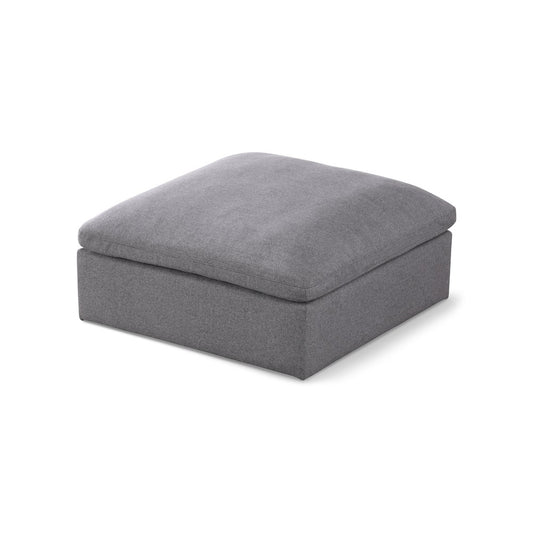 Meridian Serene Grey Linen Textured Fabric Deluxe Comfort Modular Ottoman