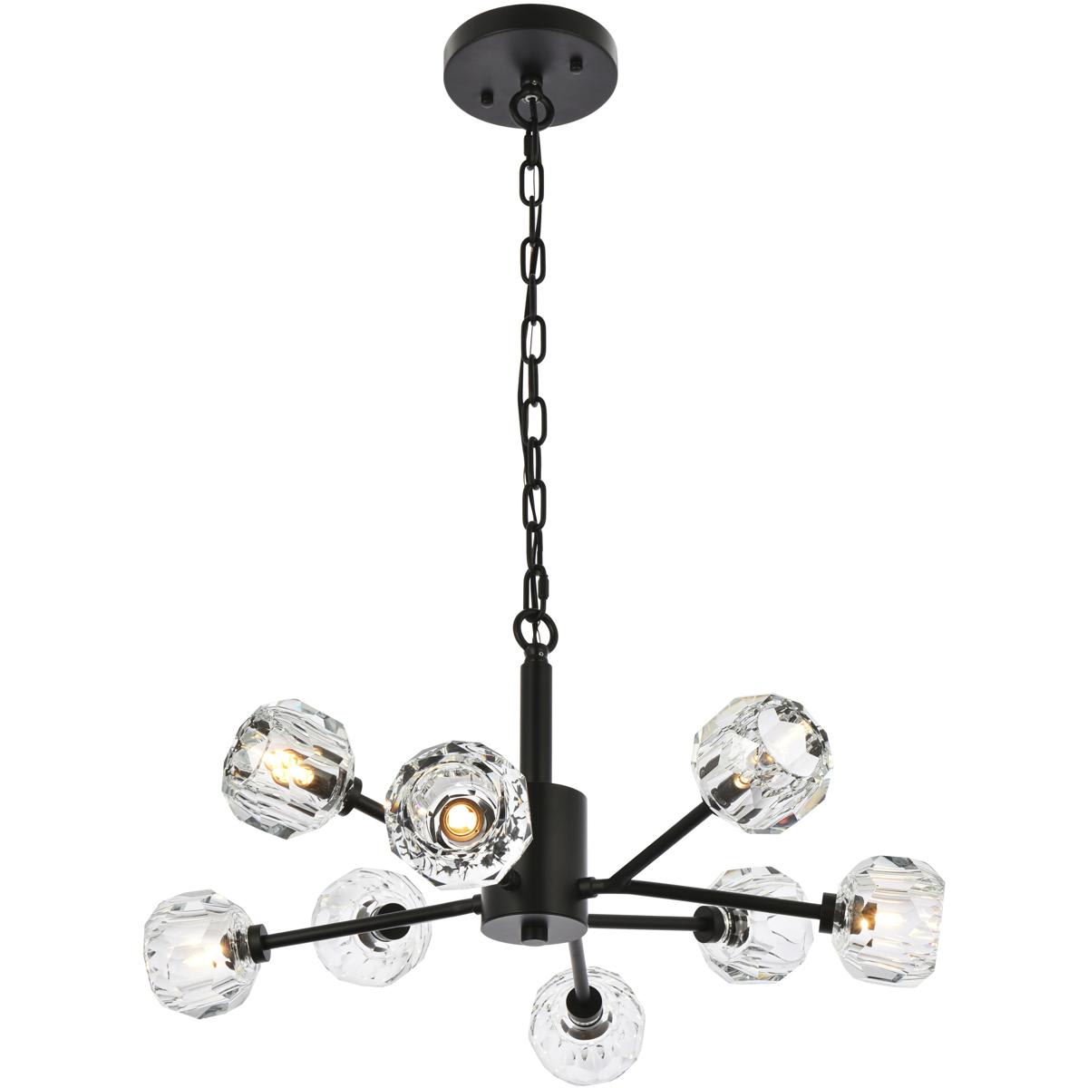 Elegant Lighting  3509D24BK Graham 8 Light 24 inch Black Pendant Ceiling Light