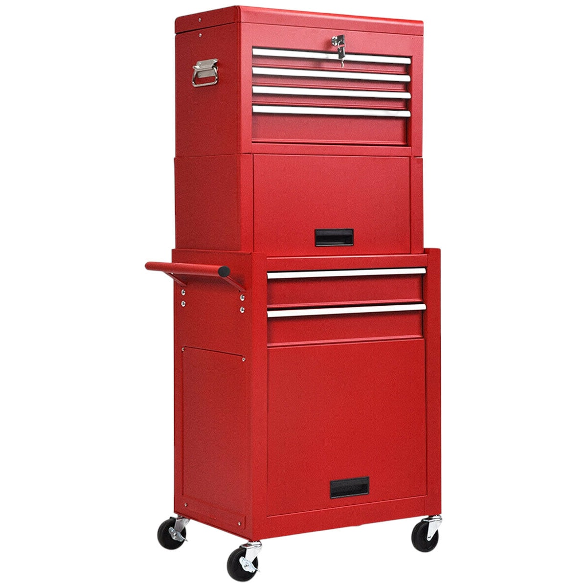 Slickblue 23.5 Inch W x 52 Inch H- 6-Drawer Steel Rolling Tool Cabinet (Black/Red/ Black and Red) for Garage and Workshop Storage