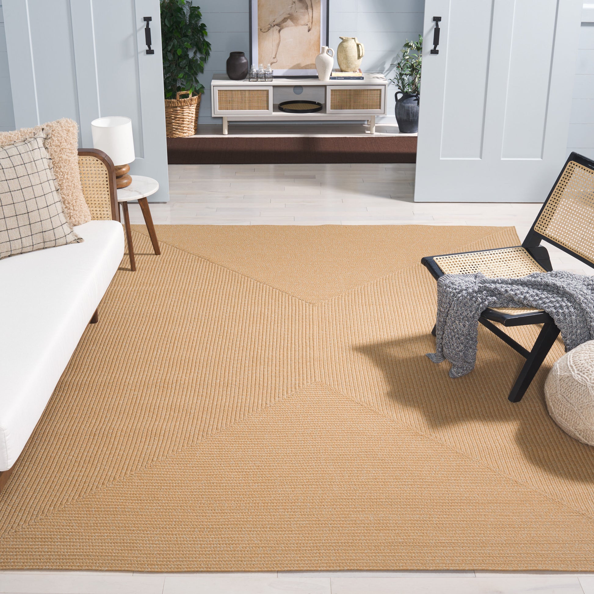 Safavieh Braided Rugs 315D Beige Tan 9ft x 12ft Solid / Tonal Rug