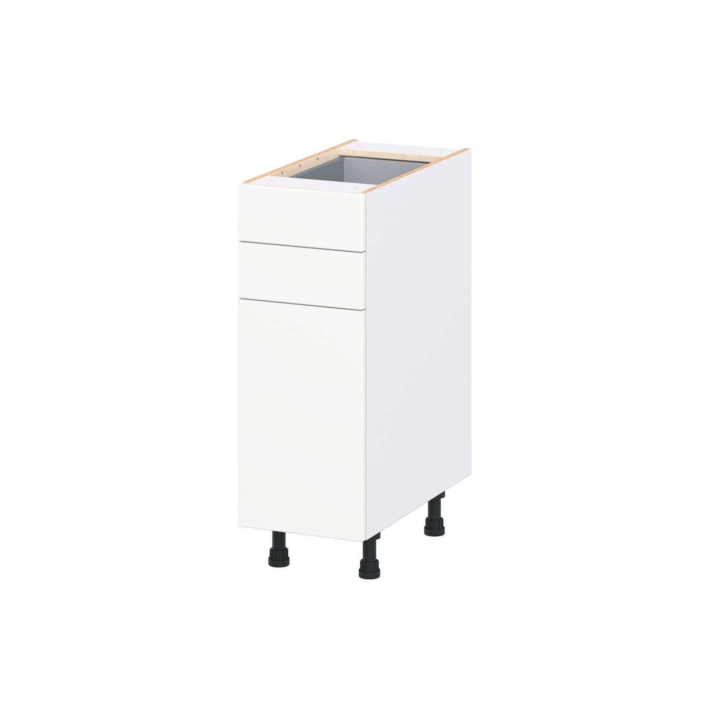 Hugo&Borg Lasalle 12-in W x 34.5-in H x 24.5-in D Bright White Slab 2 -Drawers Base Fully Assembled Cabinet Flat Panel Slab