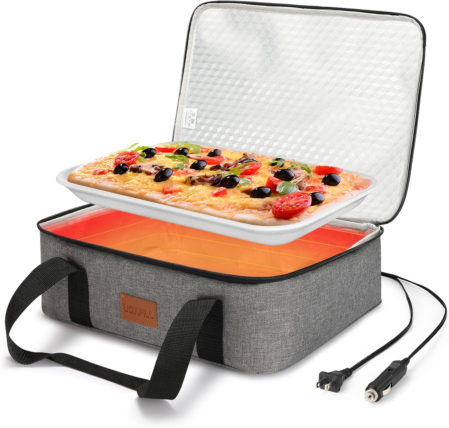 Food Warmer Electric Casserole Carrier - Large Heated Lunch Bag for Car Truck, 12V\/24V\/110V, Thermos for hot food for Potluck Cookouts Parties Picnic,Lasagna Lugger,Fits 9"x13" Baking Pan
