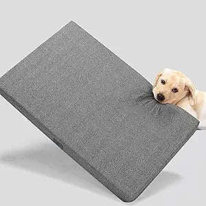 Veehoo Chew Proof Dog Bed for Crate, Indestructible Dog Crate Bed for Aggresive Chewers, Medium Tough Chew Resistant Pet Pad with Hidden Zipper, Removable Washable Cover