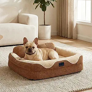 Veehoo Cute Dog Bed Medium Size Dog, Orthopedic Waterproof Medium Pet Beds with Sides, High Back Non-Slip Bottom and Egg-Crate Foam Pet Couch Sofa with Washable Removable Cover, 28"