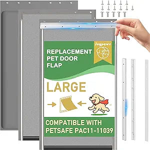 3-Flap Dog Door Replacement Insulated Flap with Clamp, Metal Bracket and Screws, Compatible with Large PetSafe Extreme Weather Aluminum Pet Door, PAC11-11039 10 1/8" X 16 7/8" (Smoky Translucent)