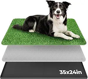 BurgeonNest Dog Grass Pad with Tray 35"x24", Includes Reusable Artificial Turf for Dog Litter Box, Ultra-Absorbent Washable Pee Pad & EVA Material Tray for Balcony, Apartment & Indoor/Outdoor Use