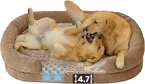 Bolster Dog Bed, Extra Thick 4.7 Inch Large Orthopedic Dog Bed with Memory Foam, Pet Couch Bed with Supportive Structure, Removable Washable Cover, Durable and Stylish Dog Bed for Large Dogs