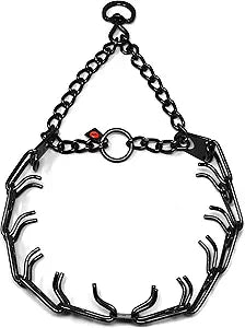 Herm Sprenger Black Stainless Steel Prong Dog Training Collar with Swivel Pet Pinch No-Pull for Dogs Anti Pull 3.2 mm x 23 in