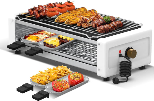 Corekit Smokeless Indoor Electric Grill 4 -in-1 Nonstick Countertop Grill for Kitchen & Dorm, Adjustable Temperature, Removable Plates, Easy to Clean, 1700W Electric Griddle for BBQ