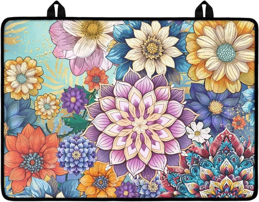 Kathyboom Bright Flower Stove Top Covers for Electric Stove, Glass Stove Top Cover Protector, Thick Induction Cooktop Protector, Heat Resistant Range Ceramic Stove Top Covers Mat