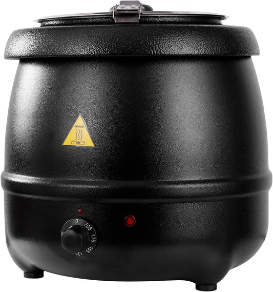 YBSVO Commercial Soup Kettle Warmer - 11 Quart Electric Countertop Food Warmer Pot with Hinged Lid & Stainless Steel Insert - Adjustable Temp Buffet Server for Restaurant, Catering & Party (Black)