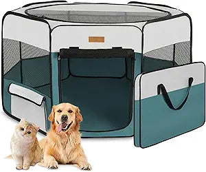 Dog Playpen, Portable Pet Play Pen for Cat, Puppies, Rabbits, Chickens, Foldable Large-Capacity Pet Tent for Indoor/Outdoor Travel Camping Blue