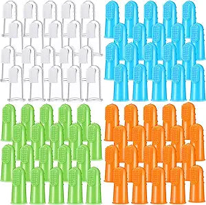 Nuogo 80 Pack Bulk Dog Toothbrush Soft Finger Brushes, Pet Finger Toothbrush for Easy Teeth Cleaning, Soft Dental Care Brush for Dogs, Small Cats and Puppies