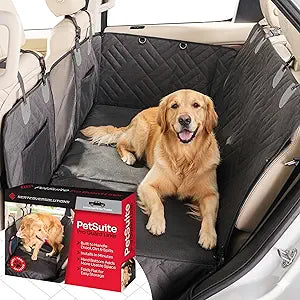 Hard Bottom Dog Car Seat Cover for Back Seat â€“ 300-lb Strength Pet Cover for Dogs with 40% Extra Space, Waterproof Nonslip Backseat Hammock for Cars & SUVs (Car or SUV)